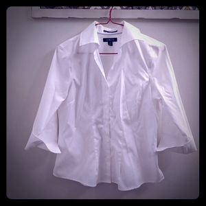 Land's End No-Iron White Button-Down Shirt Size 2P